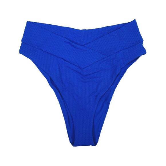 aerie Blue High Cut Cheeky Bikini Bottom - Size Large - Picture 1 of 3